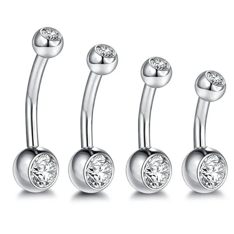 1Pcs G23 Titanium 14G Gold Color Belly Button Rings, Navel Nombril Piercing CZ Gem 6/8/1 detail view