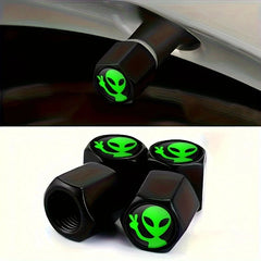 4pcs Alien Car Wheel Tire Valve Cap Stem Air Cover Car Styling Truck Car Motorbike Bike Accessorie