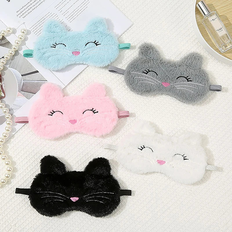 Cute Cat Plush Sleep Mask | Soft Light Blocking Eye Cover for Travel and Home alternate view