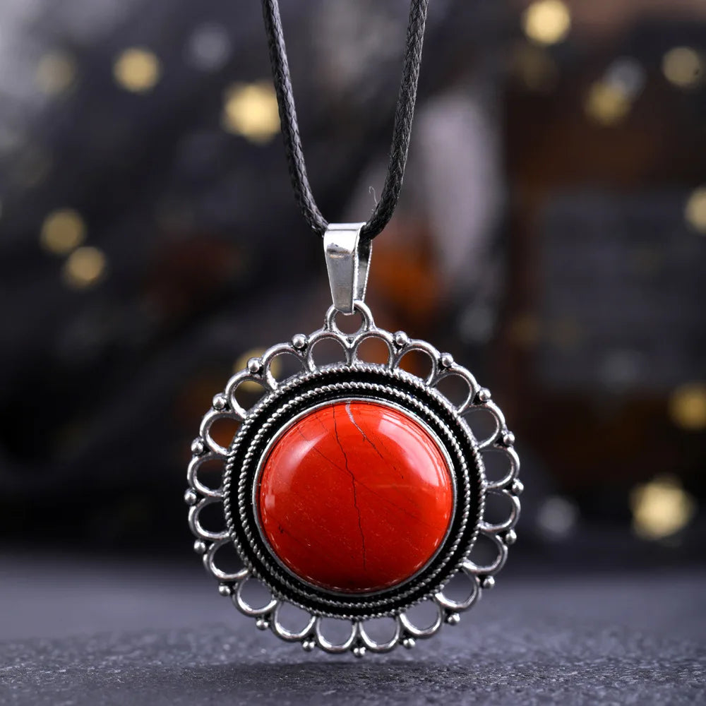 Lace Agate Pendant Necklace | Vintage Handmade Crystal Jewelry lifestyle view