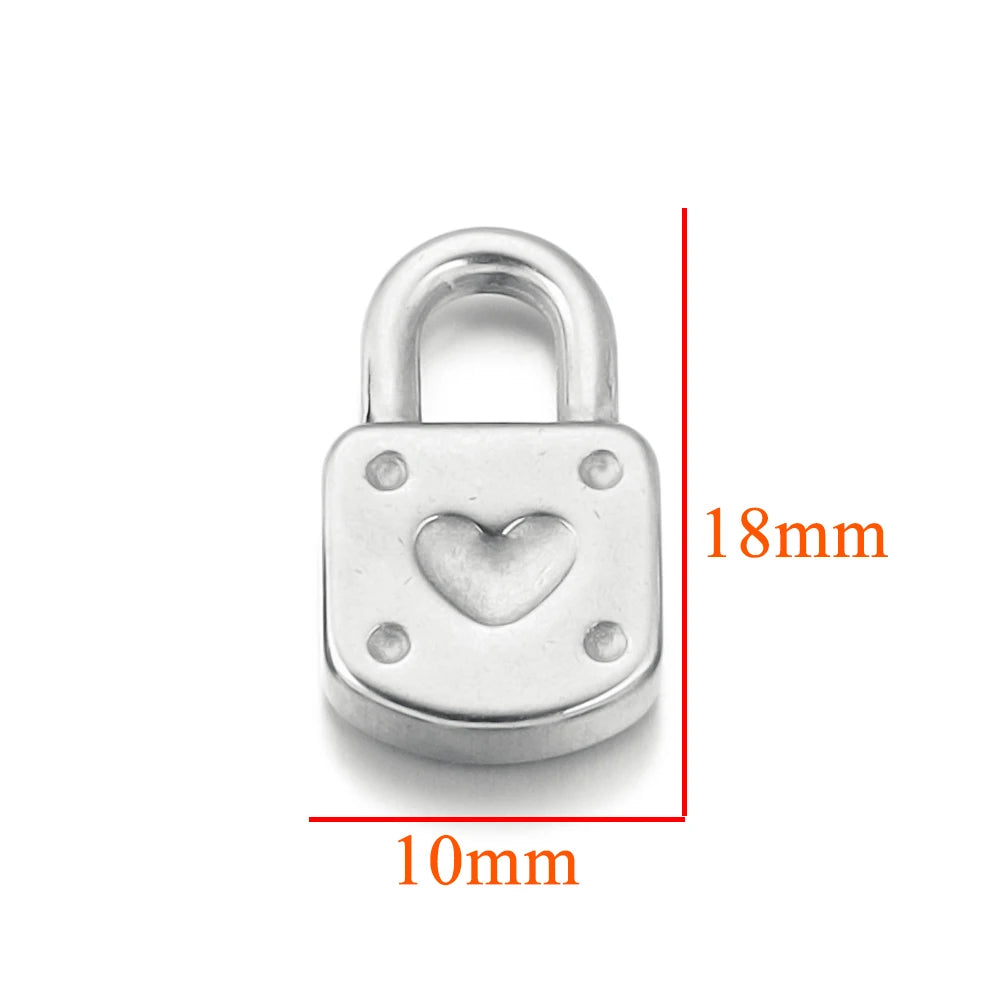 5pcs Stainless Steel Heart Lock Key Gold Plated Love Pendant Punk Hip Hop for DIY Nec alternate view