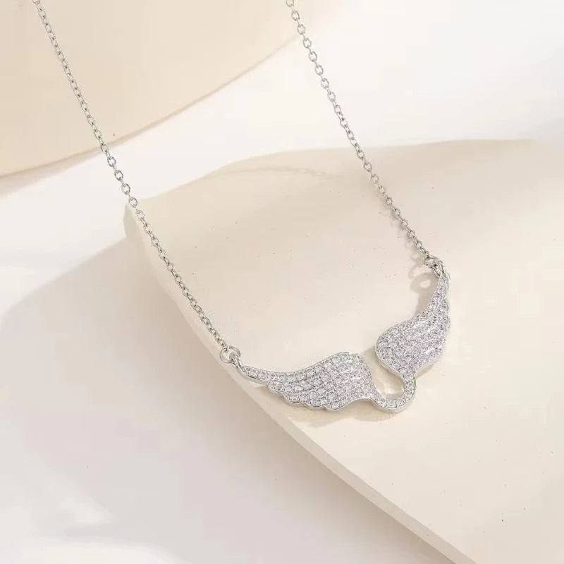 FTCY 1PC Angel Wing Necklace For Women Gold Color Angle's Wings Fashion Cubic Zirco additional angle