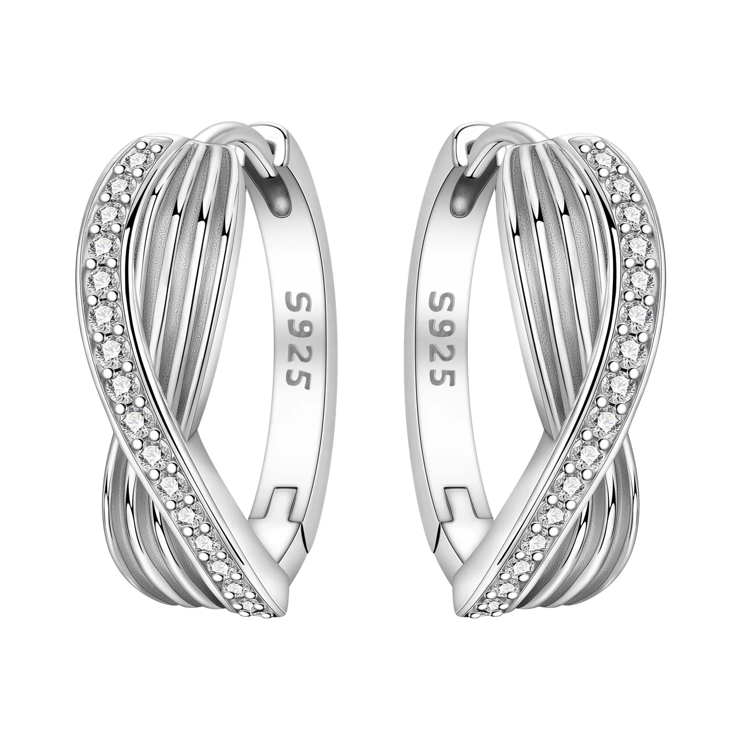 Orstarry S925 Sterling Silver Square Chain With Stone Inlaid Earrings Hoop Earrings F alternate view