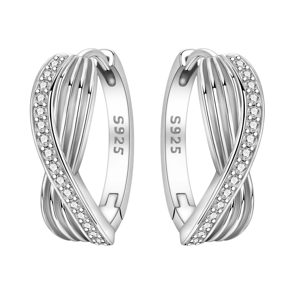 Orstarry S925 Sterling Silver Square Chain With Stone Inlaid Earrings Hoop Earrings F alternate view