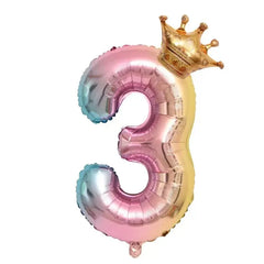 32inch Rainbow Crown Number Foil Balloon Birthday close-up view