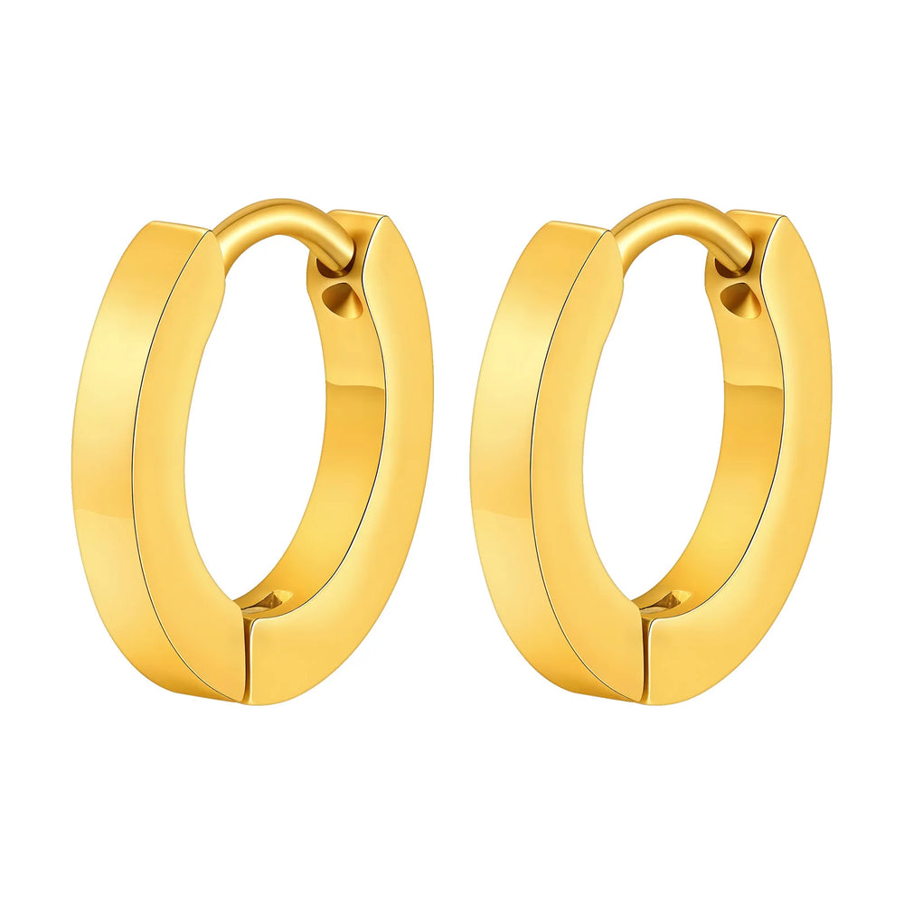 Vnox Small Hoop Huggie Earrings | Glossy Stainless Steel Minimalist Earrings for Wome lifestyle view