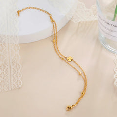 Skyrim Foot Chain of Women Men Silver Color Four-leaf Clover Stainless Steel Anklet S alternate view