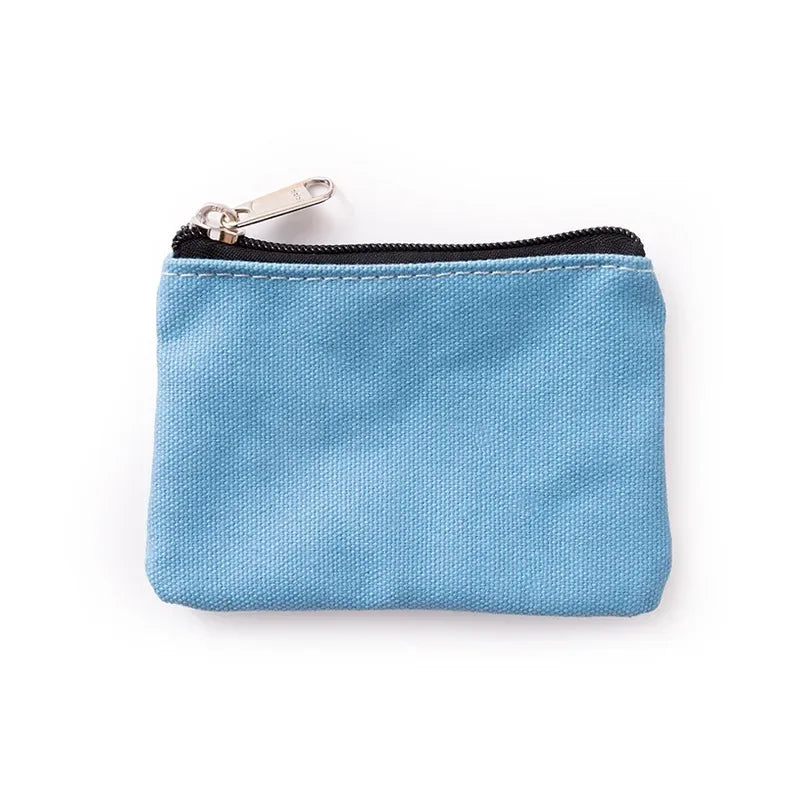 Solid Color Canvas Zipper Coin Purse | Mini Money Pouch for Women Men additional angle