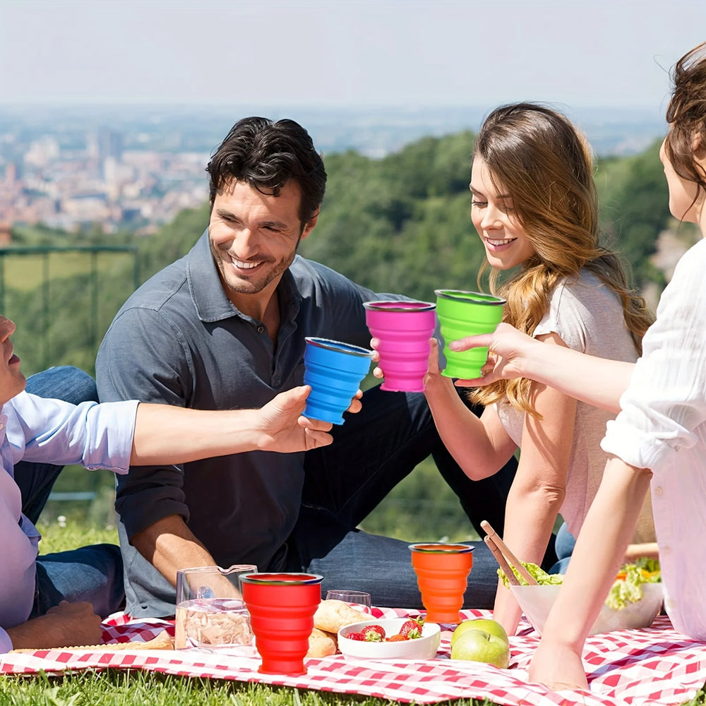 1Pack Silicone Collapsible Travel Water Cup Portable Camping Cup with Lids Food Grade lifestyle view