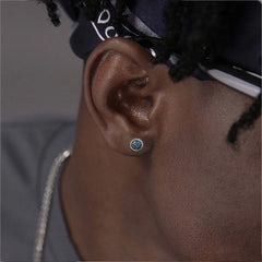 Hip Hop Broken Zircon Stud Earrings for Men Boys,Anti Allergy Round Small Metal Earrings detail view