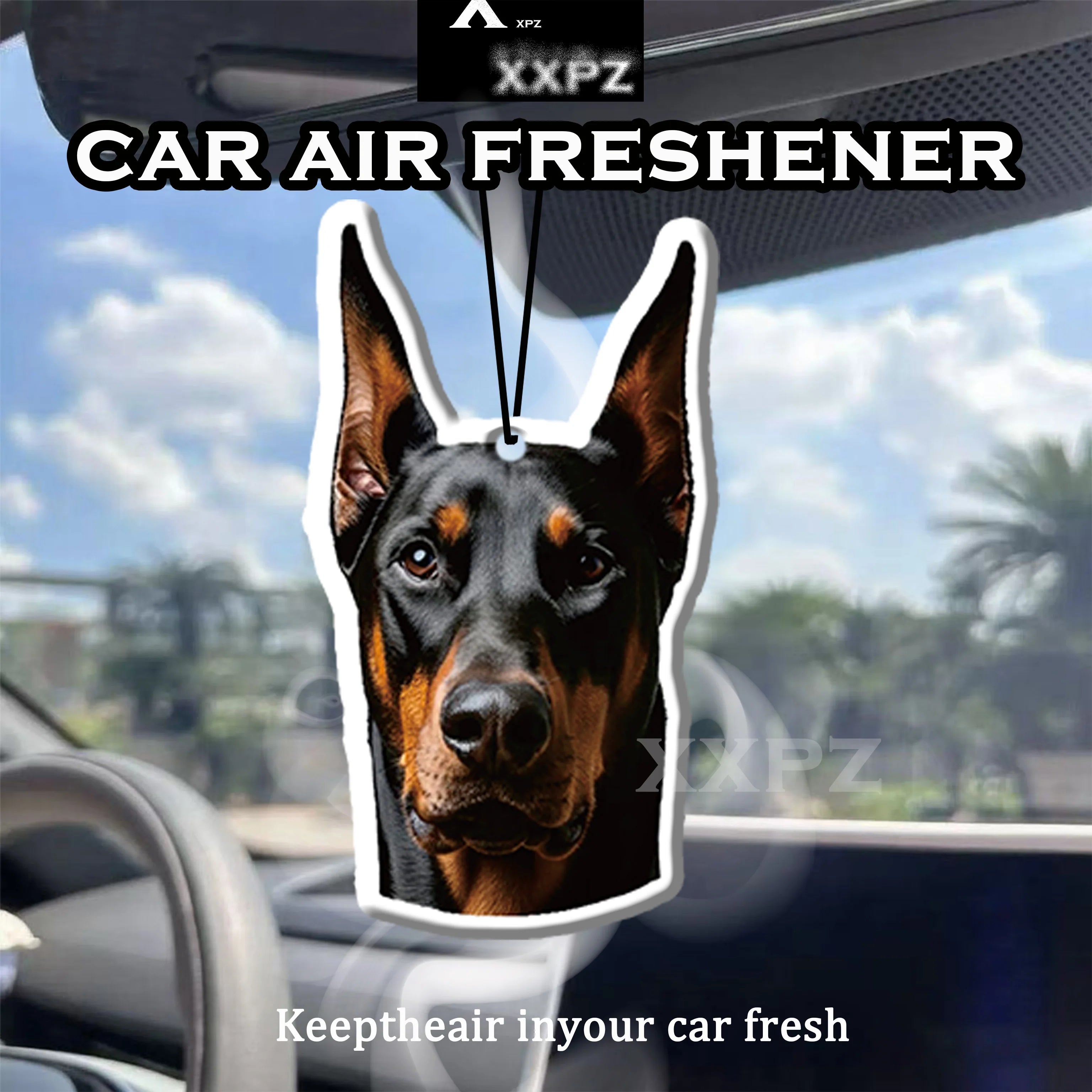Doberman Car Air Freshener Dog Shape Hanging Aromatherapy