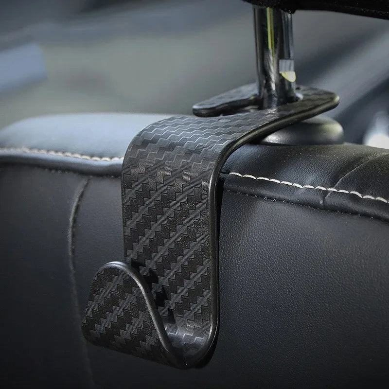 4 Pack Carbon Fibre Car Seat Headrest Hook Organizer Hanger detail view
