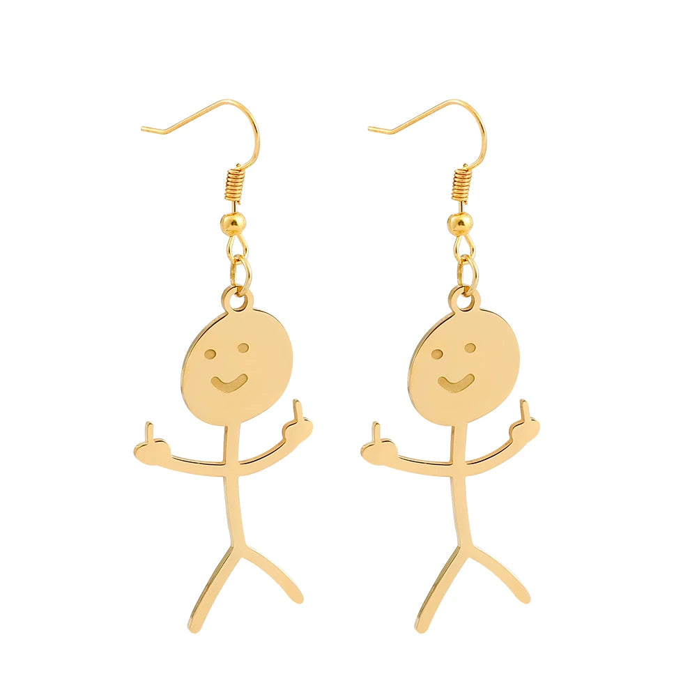 Funny Doodle Earrings for Women | Y2K Stainless Steel Character Studs lifestyle view