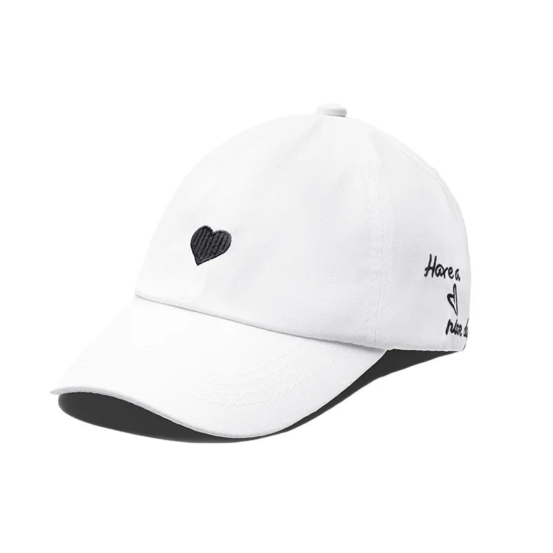 Sweet Heart Kids Girl Hat | Embroidery Cotton Ponytail Baseball Cap for Spring Summer 4- detail view