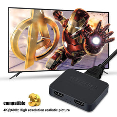4K HDMI-compatible 1x2 Splitter Switch for Box PC Monitor Projector Laptop 1 in 2 Out Vi detail view