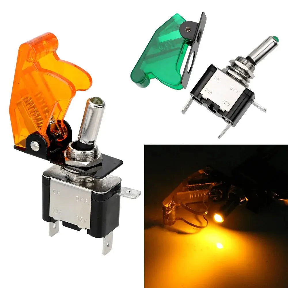 12V 20A LED Toggle Switch with Protective Cover