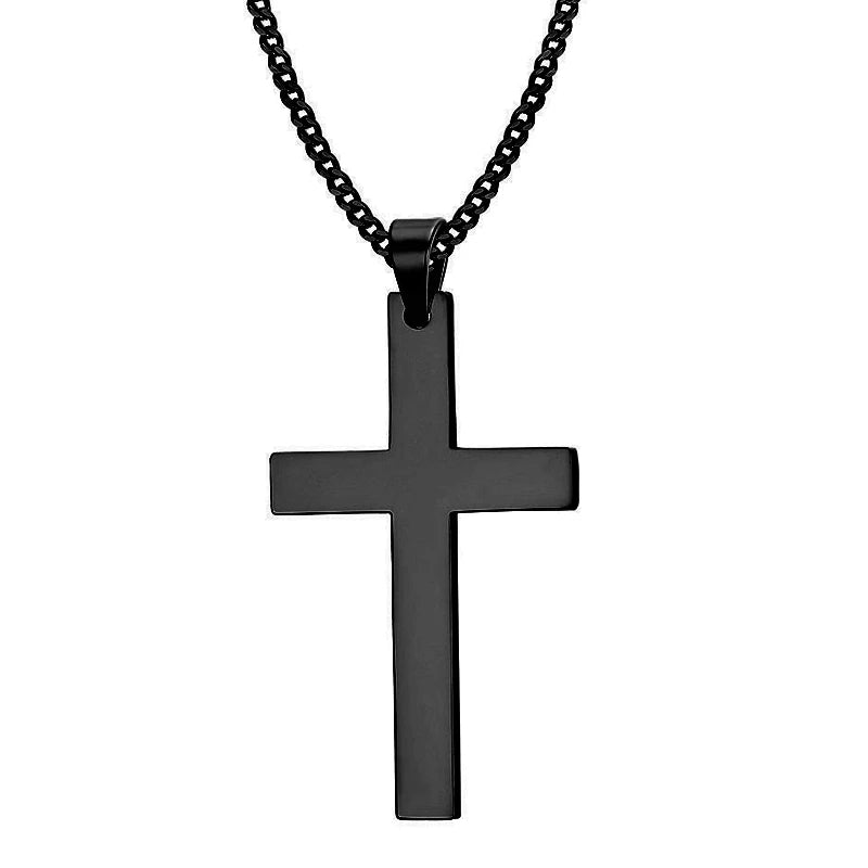 Fashion Stainless Steel Cross Pendant Necklace For Women Men Link Chain Charm Necklac alternate view