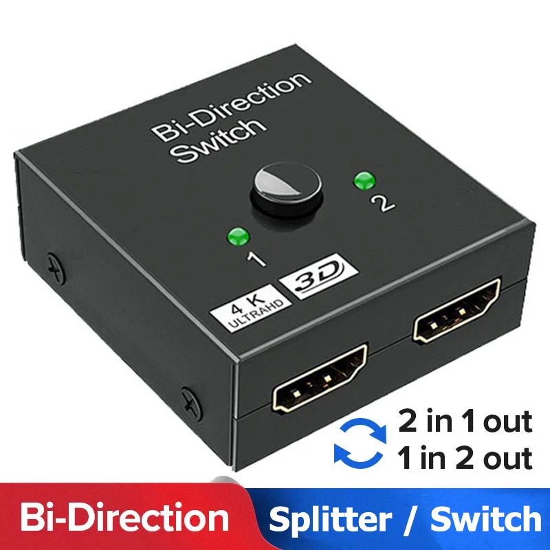 HDMI-compatible Adapter 2 in 1 out Converter Switch Bi-Direction 2.0 Splitter 1x2/2x1 for TV Box PS4