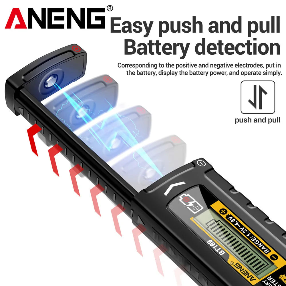 ANENG BT169 Battery Level Tester | Digital Display, No Power Required, Portable ABS Te close-up view