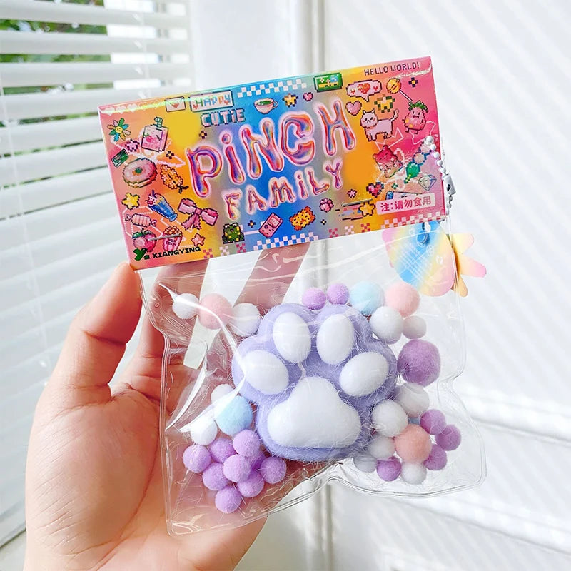Handmade Flocking Cat's Paw Stress Relief Squishy Toy | Mochi Slow Rebound Fidget Toy detail view