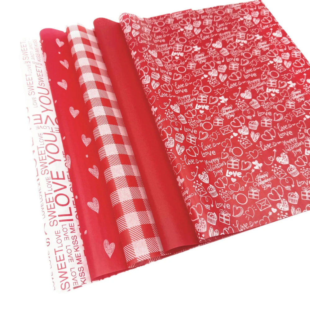 30Pcs Valentine's Day Red Parchment Paper Sheets | 5 Style Choices for Gift Wrapping & P detail view