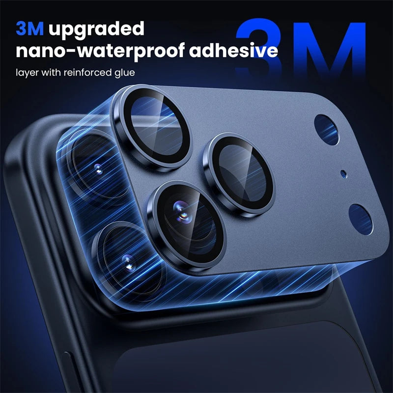 Tempered Glass Lens Screen Protector for IPhone 17 Air 16 15 14 Pro Max Plus 13 Mini 17Pro 17Air ProMax Metal Ring Film Cover