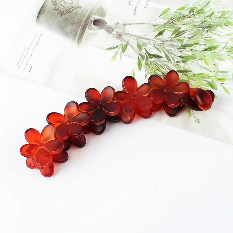 Flower Banana Hairpins Elegant Hair Clips Banana Clips Women Hairgrips Ponytail Barrettes Hair Pins  styling Accessories Jewelry