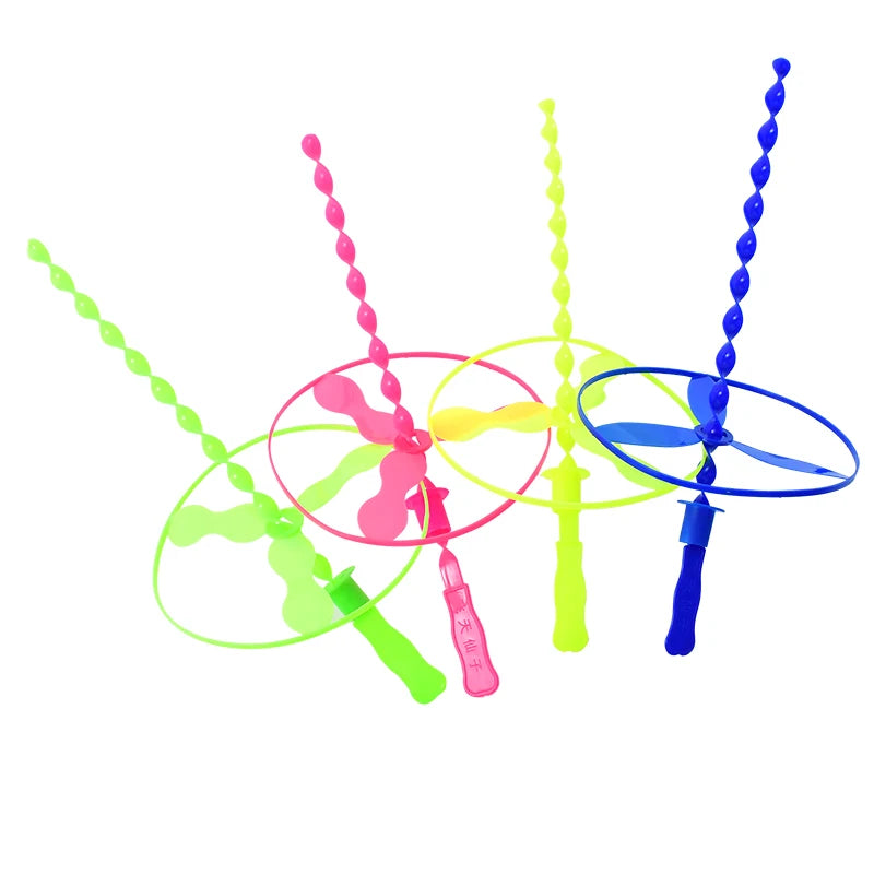 10/20pcs Colorful Bamboo Dragonfly Plastic Hand Push Flying Toys Kids Birthday Party Fav detail view