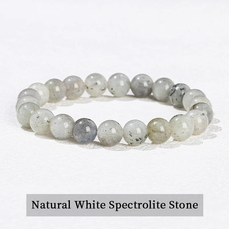 JD Natural Black Spectrolite Flash Smooth Beaded Bracelet Women Men 6 8 10mm Labrad additional angle