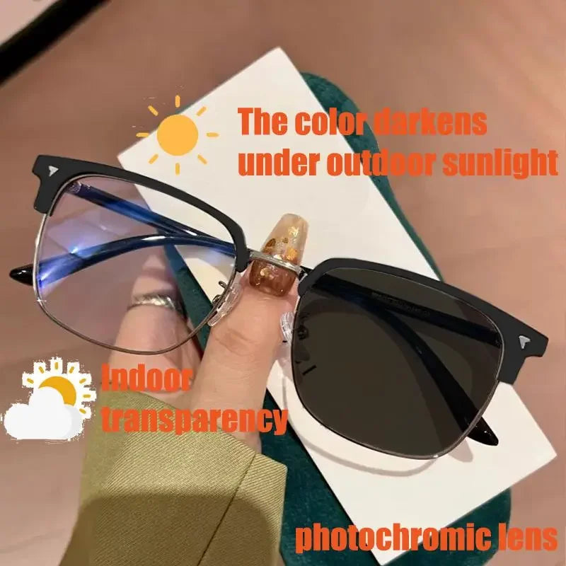 Ultra Light Square Photochromic Sunglasses | Replaceable Lens Eyewear for Men and Women detail view