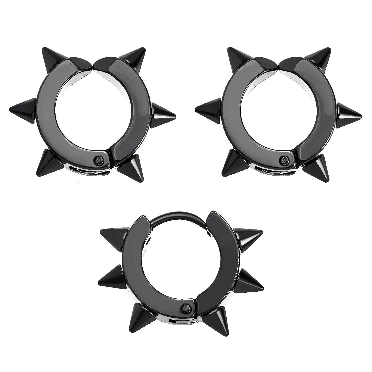 3Pcs Stainless Steel Gothic Punk Clip Earrings Unisex Spike Rivet Cross Non-Pierced Earr detail view