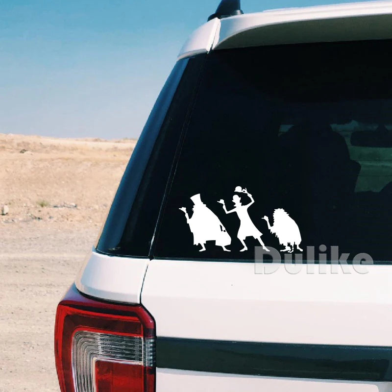 Cartoon Hitchhiking Ghosts Vinyl Sticker | Car Window Decoration close-up view