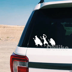 Cartoon Hitchhiking Ghosts Vinyl Sticker | Car Window Decoration close-up view