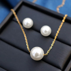 316L Stainless Steel FashionElegant One Pearl Necklace Charms Chain Choker Necklaces & Pendant For W