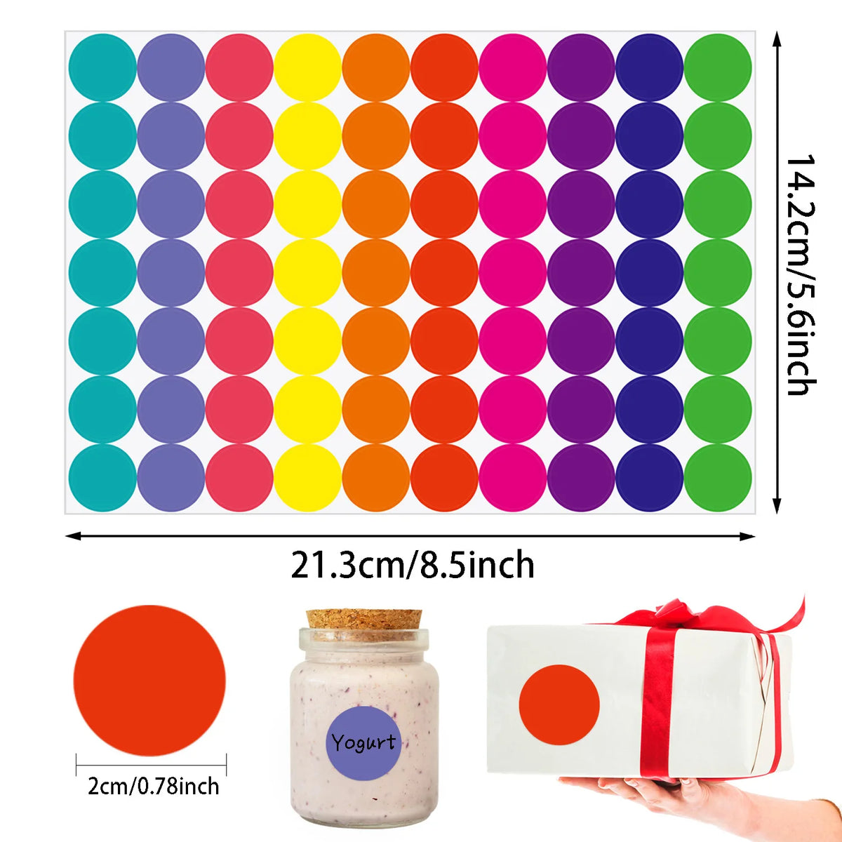 Colorful Dot Glue Stickers | Round Label Paper Pack for Organization and Gifts additional angle
