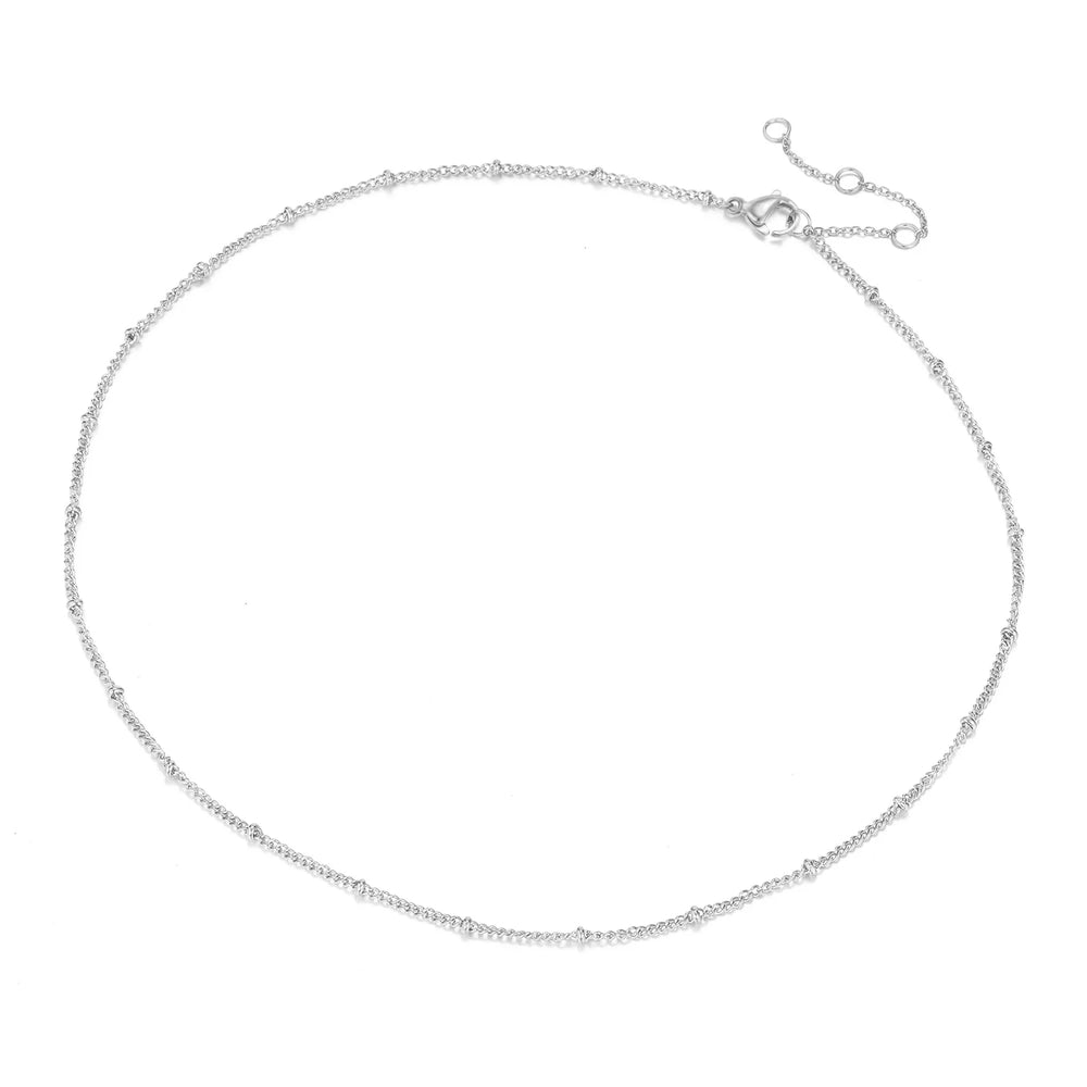 Dainty Gold Layered Bead Chain Necklace | Stainless Steel Star Pendant Jewelry alternate view