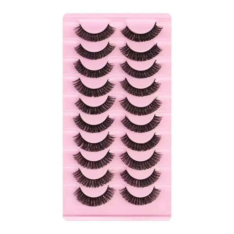 10Pairs 3D Mink Lashes Russian Strip Lash Dramatic False Eyelashes Faux Cils Makeup Fa close-up view