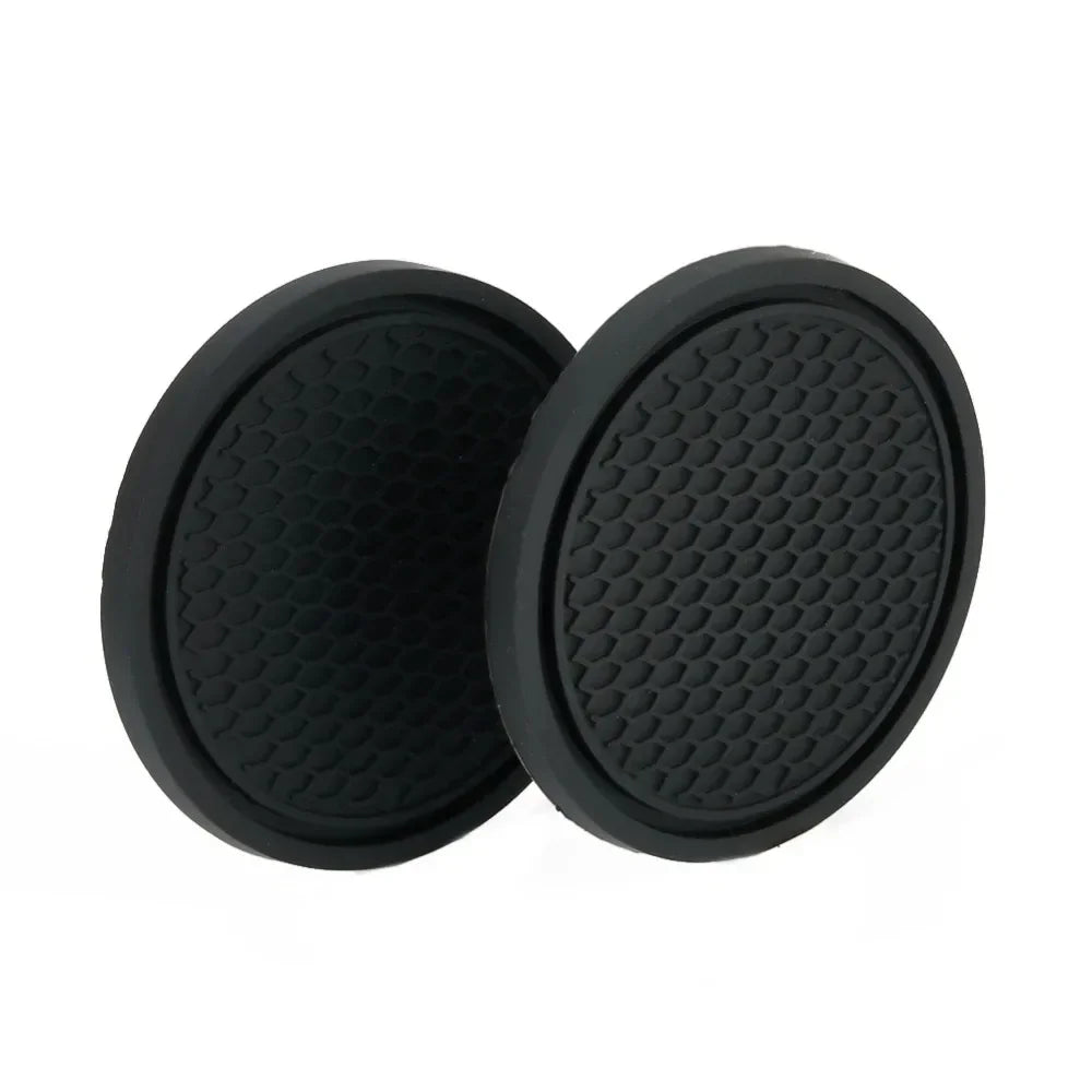 2pcs Black Car Cup Holder Anti Slip Coaster Pads | Universal Interior Accessories detail view