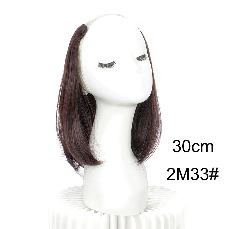 20/30cm Synthetic Straight Hair Extension with 4 Clips | V-Shaped Half Head Invisible alternate view