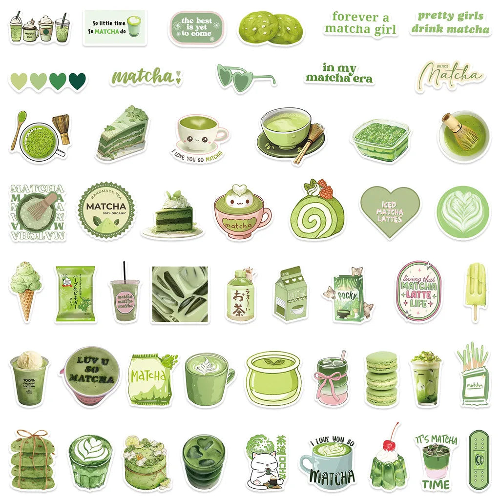 Matcha Girl Stickers Set | 50 Cute Cartoon Decals for Notebooks, Laptops & Luggage additional angle