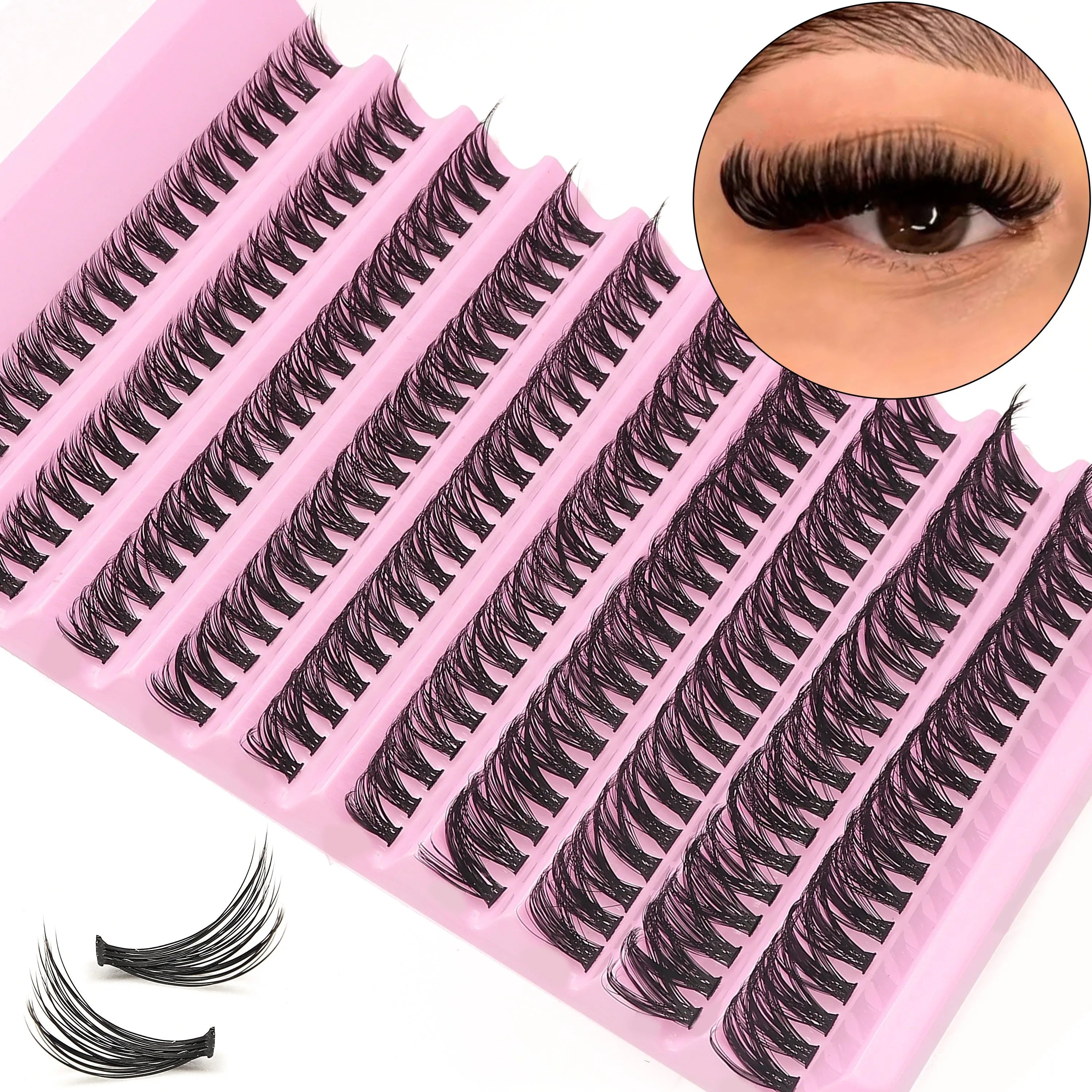 D-Curl Cluster Lashes Kit 200Pcs | DIY Natural Lash Extensions additional angle
