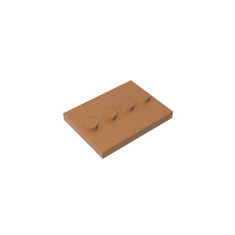Gobricks GDS-980 Tile, Modified 3 x 4 with 4 Studs in Center | Compatible Building Block detail view