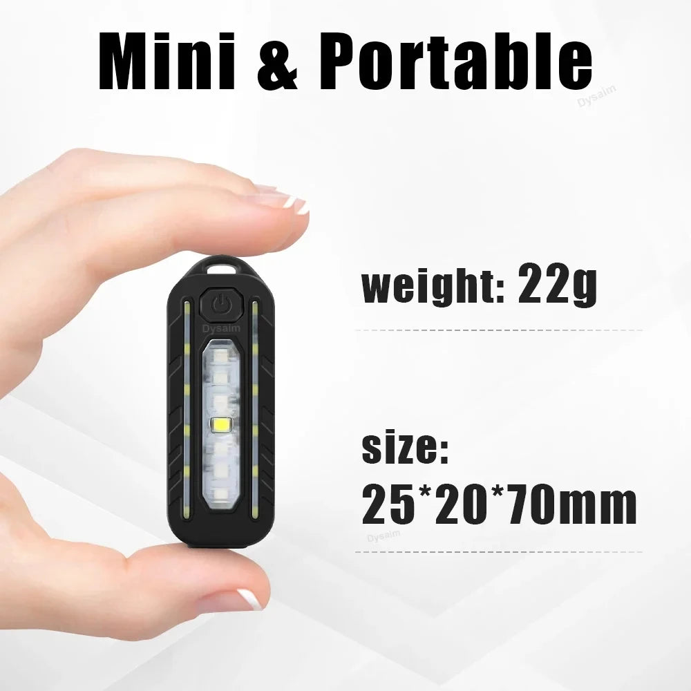 USB Rechargeable LED Flashlight with Shoulder Clip and Warning Flashing Light | Keychain detail view