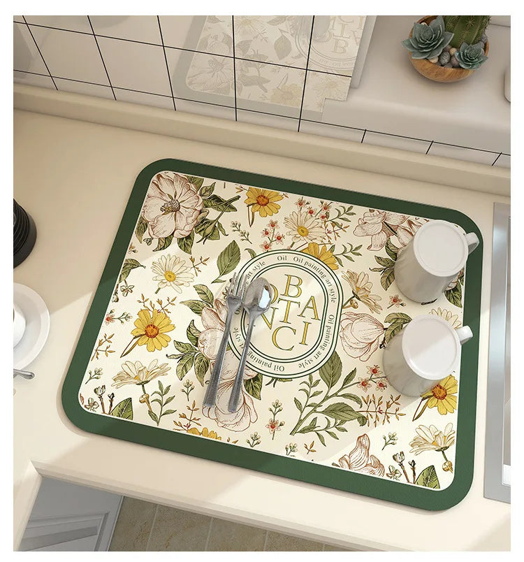 Mat Antiskid Draining Coffee Dish Drying Mat Quick Dry Bathroom Drain Pad Tableware M lifestyle view