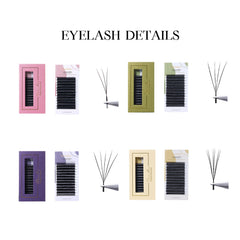 DeceMars V-shaped 3D 4D 5D 6D Eyelash Extensions | Matte Black 12 Rows Tray detail view