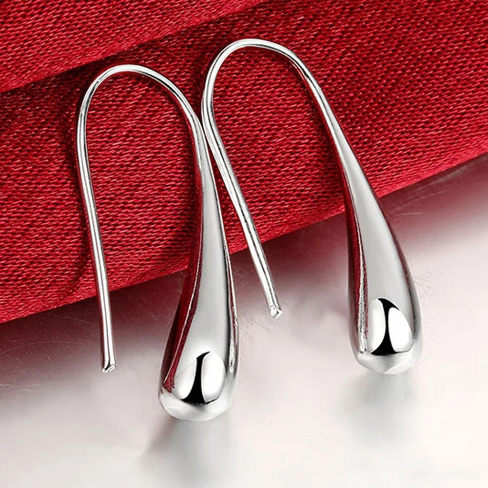 Top Quality 925 Sterling Silver Earrings Simple Round Circle Hoop Earrings For Woma additional angle