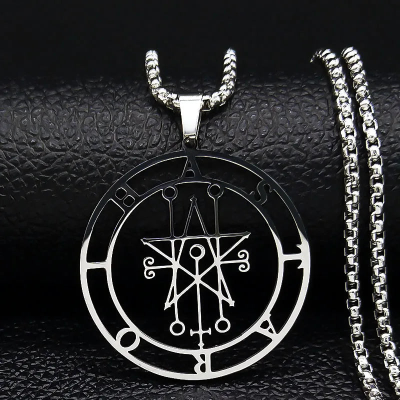 Astaroth Sigil Goetia Stainless Steel Necklace Solomon Demon Seal Satan Sigil sataniq lifestyle view