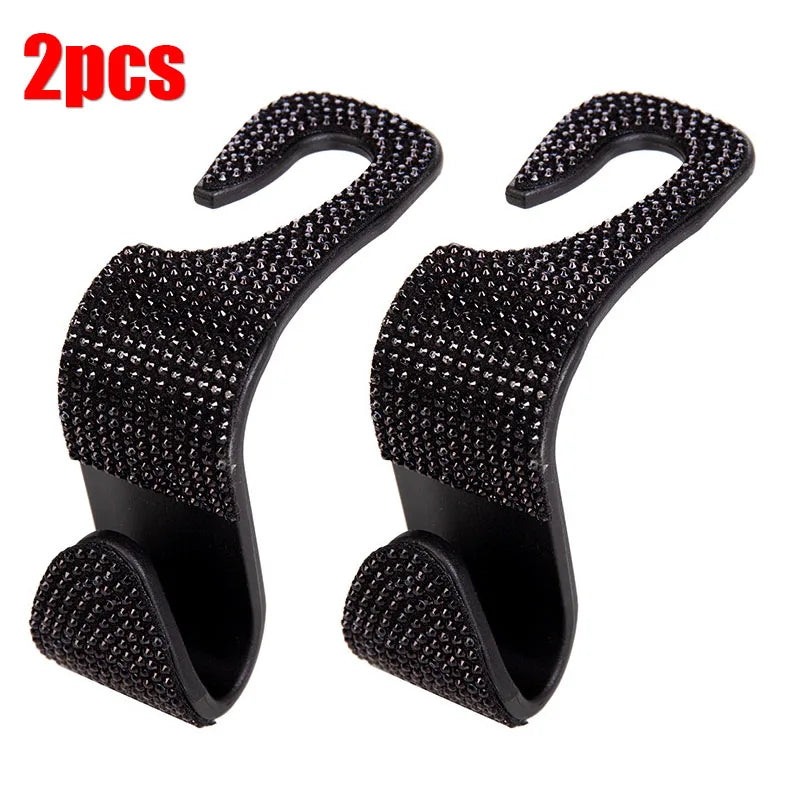 2Pcs Car Seat Back Hook Bling Diamond Hanger Backseat Auto Back Universal Headrest St alternate view