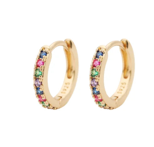 2Pcs Rainbow Little Huggies Stainless Steel Hoop Earrings Girl Tiny Rings Cartilage S alternate view
