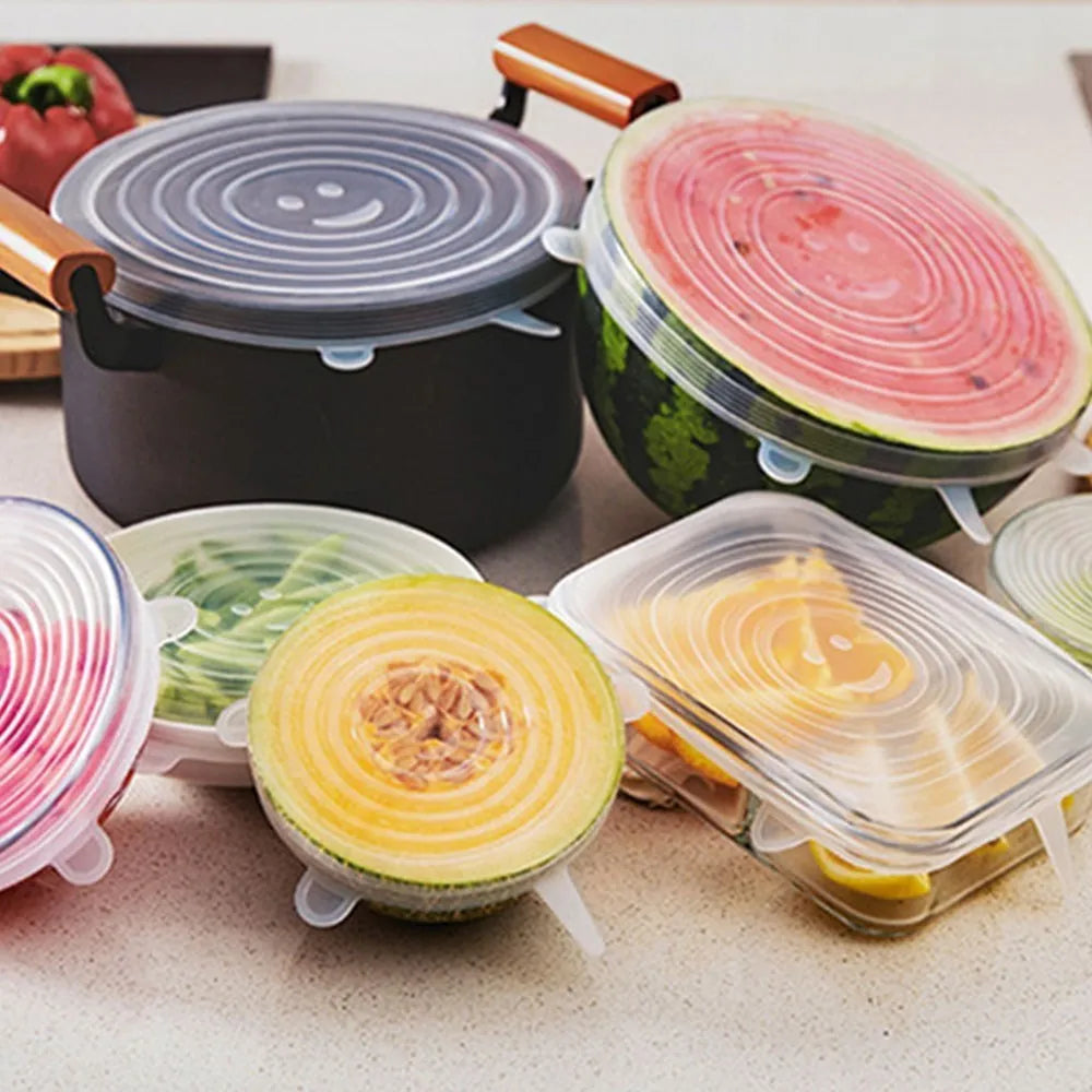 6 Pcs Silicone Cover Stretch Lids for Kitchen Microwave Food Covers Bowl Caps Elastic lifestyle view